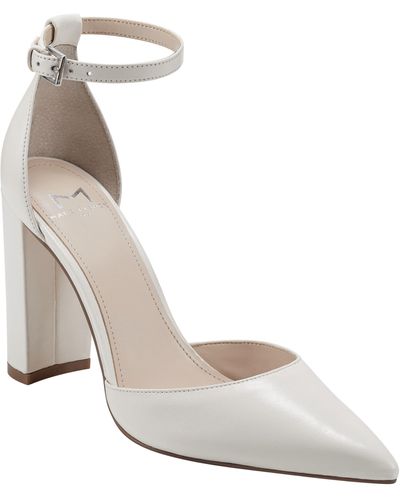 Marc Fisher Arnette Ankle Strap Pointed Toe Pump - White