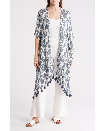 Nordstrom Print Tassel Duster - White