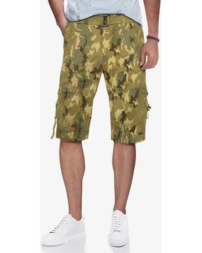 Xray Jeans Belted Snap Button Cargo Shorts - Green