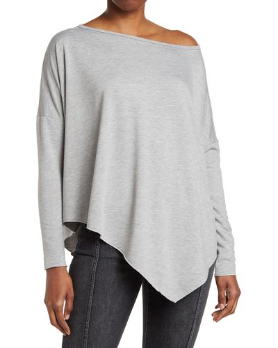 Go Couture Assymetrical Hem Dolman Sleeve Sweater - Gray