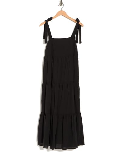 Madewell Tie Strap Tiered Midi Dress - Black