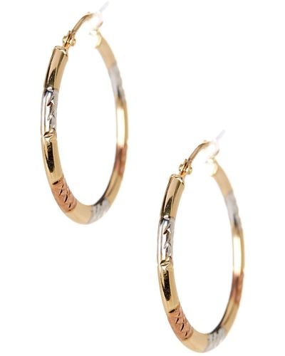 KARAT RUSH 14k Tricolor Gold Shiny 22mm Diamond-cut Fancy Hoop Earrings - Metallic