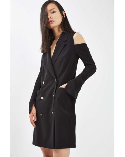 TOPSHOP Cold Shoulder Blazer Dress - Black