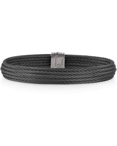 Alor Twisted Cable Stainless Steel Bangle Bracelet - Black