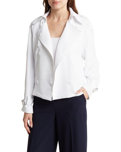Adrianna Papell Crop Trench Coat - White