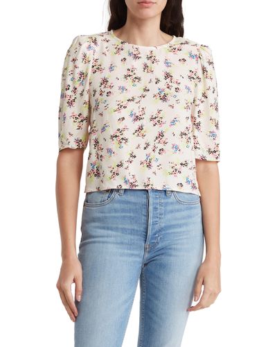 AFRM Puff Sleeve Floral Print Top - Blue