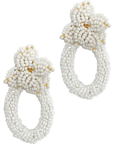 Adornia 14k Yellow Gold Plated Beaded Flower Drop Earrings - White