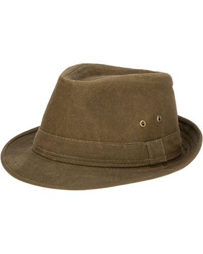 San Diego Hat Waxed Cotton Stingy Brim Fedora - Green
