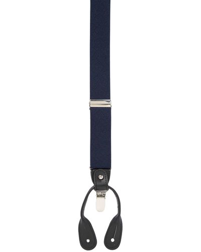 Ike Behar Basket Weave Knit Suspenders - Blue