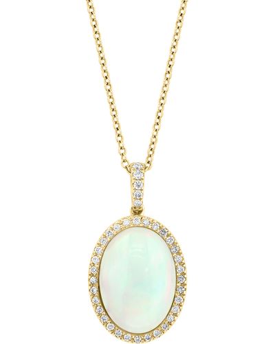 Effy 14k Yellow Gold Diamond Pavé & Opal Pendant Necklace - Metallic