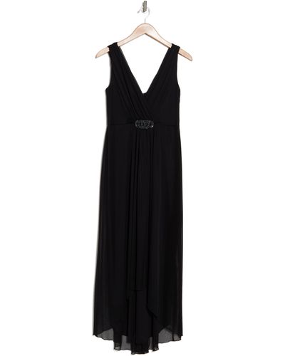 Connected Apparel High-low Chiffon Dress - Black