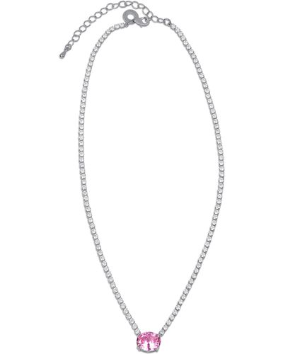 CZ by Kenneth Jay Lane Oval Cubic Zirconia Pendant Tennis Necklace - Blue