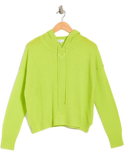 Minnie Rose Cashmere Crop Pullover Hoodie In Limeade At Nordstrom Rack - Multicolor
