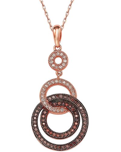 Suzy Levian 14k Rose Gold Plated Two-tone Chocolate & White Cz Pendant Necklace - Brown