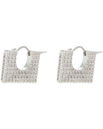 Nordstrom Pavé Square Huggie Hoop Earrings - White
