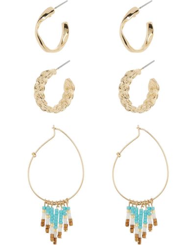 Melrose and Market Set Of 3 Assorted Hoop Earrings - White