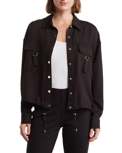 Ellen Tracy Utility Pocket Crop Safari Jacket - Black