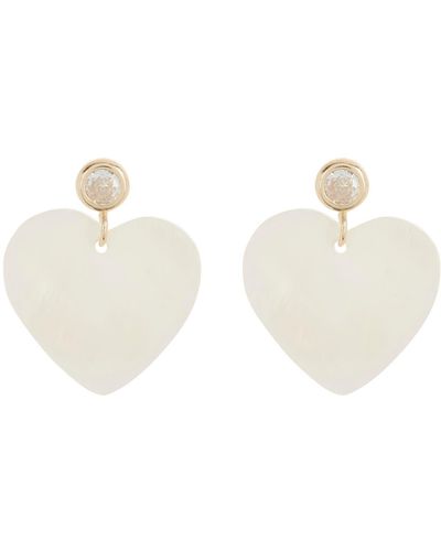 Frasier Sterling St. Barths Mother Of Pearl & Crystal Heart Drop Earrings - White