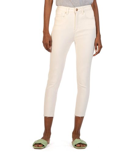 Kut From The Kloth Connie Fab Ab Raw Hem High Waist Crop Skinny Jeans - Natural