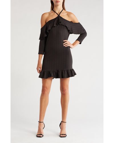 Go Couture Off The Shoulder Halter Strap Minidress - Black