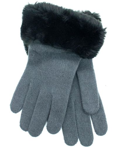 Portolano Faux Fur Knit Gloves - Blue