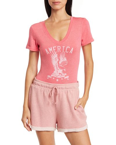 Honeydew Intimates Madison Short Sleeve Jersey Bodysuit - Pink