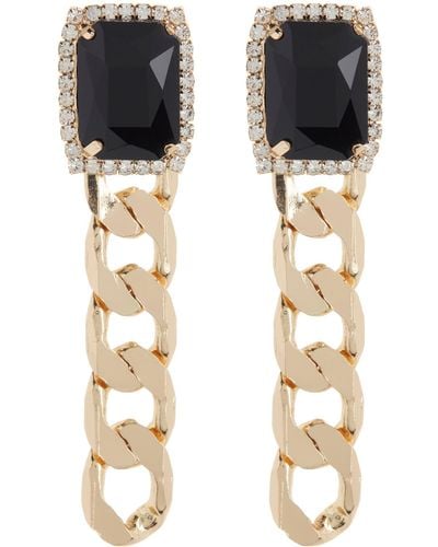 Tasha Chain Link Crystal Drop Earring - Black