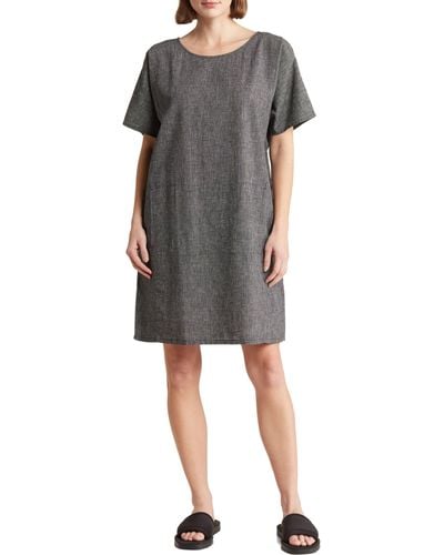 Eileen Fisher Dolman Short Sleeve Hemp & Organic Cotton Dress - Black