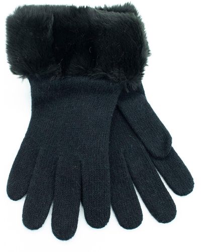 Portolano Faux Fur Knit Gloves - Black
