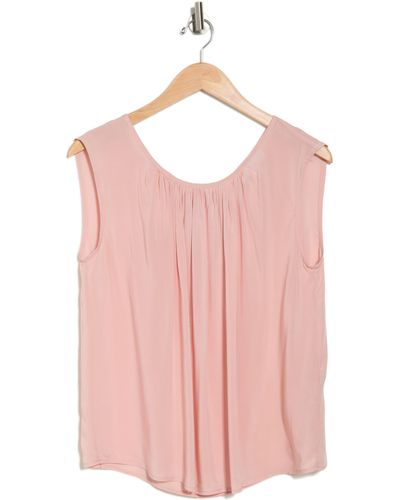 Magaschoni Sleeveless Crew Neck Woven Blouse In Lt Blush At Nordstrom Rack - Pink