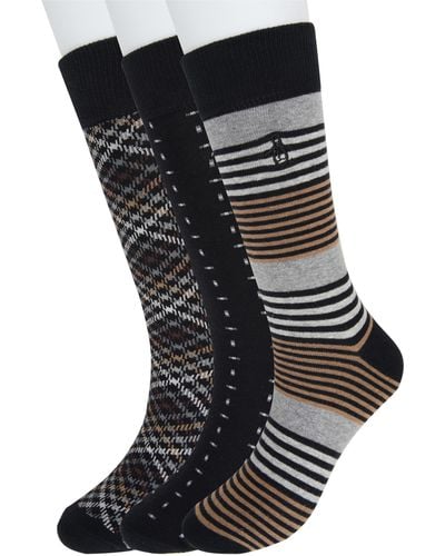 Original Penguin Gerwig Stripe Essential Crew Socks - Black