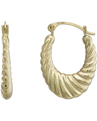 CANDELA JEWELRY 10k Gold Twist Oval Hoop Earrings - Metallic