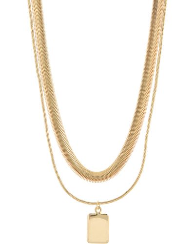 Nordstrom Snake Chain Collar & Pendant Layered Necklace - Metallic