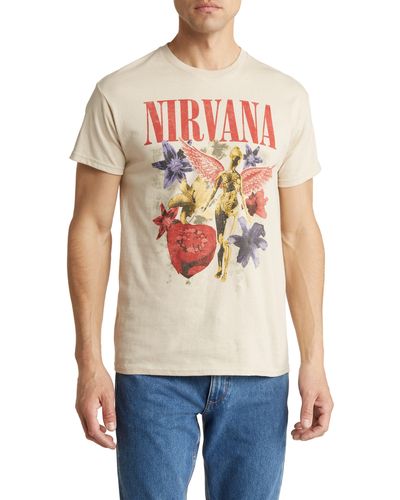 Merch Traffic Nirvana Floral Angel Graphic T-shirt - Multicolor
