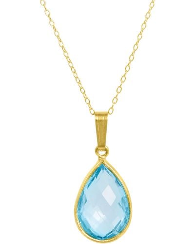 Savvy Cie Jewels 18k Gold Plated Sterling Silver Semiprecious Stone Pendant Necklace - Blue