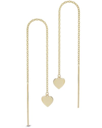 Ember Fine Jewelry 14k Yellow Gold Heart Drop Threader Earrings - White