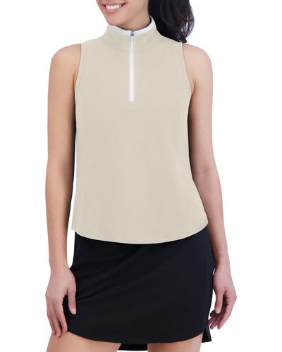 SAGE Collective Essential Piqué Collared Sleeveless Top - White