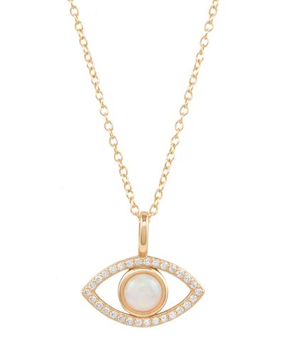 Adornia Fine Evil Eye Opal Pendant Necklace - Metallic