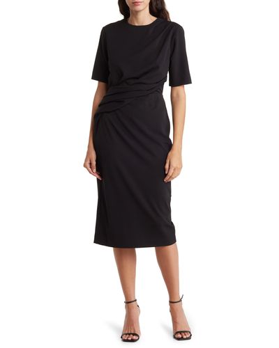 Alexia Admor Harper Short Sleeve Midi Sheath Dress - Black
