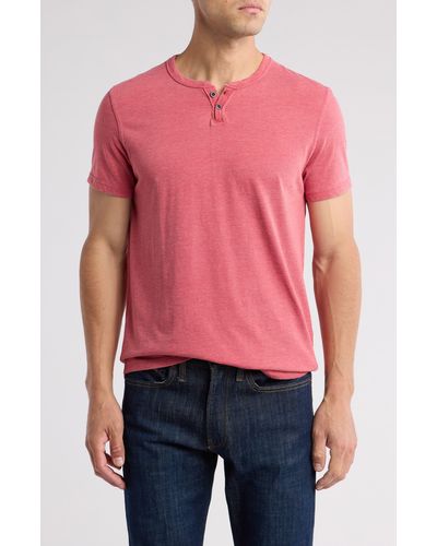 Lucky Brand Button Notch Neck T-shirt - Red