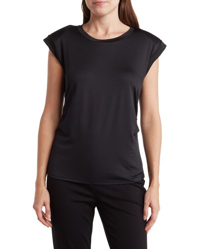 Rachel Roy Ruched Side Cap Sleeve T-shirt - Black
