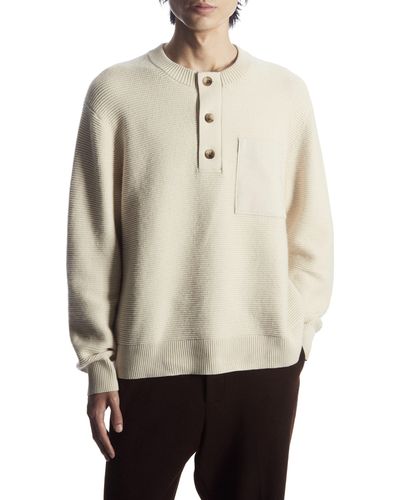 COS Thermal Henley Sweater - Natural