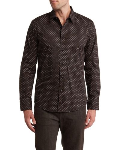 T.R. Premium Stretch Long Sleeve Button-up Shirt - Black