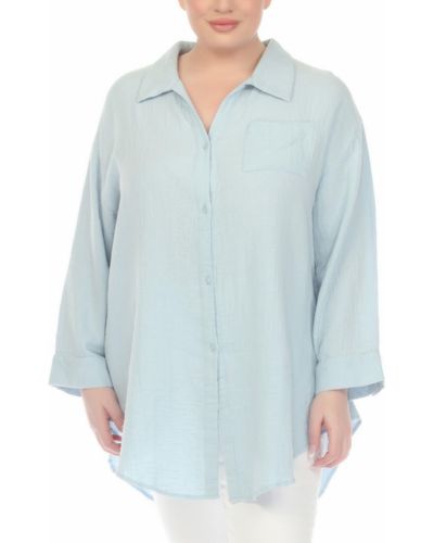 Boho Me Gauze Button-up Shirt - Blue