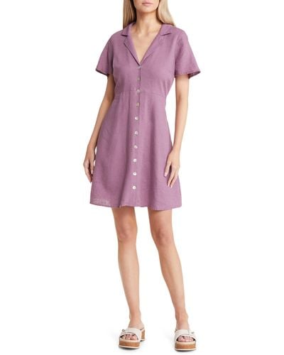 Madewell Kathy Retro Short Sleeve Mini Shirtdress - Purple
