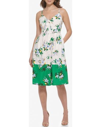 Kensie Floral Picnic Fit & Flare Sundress - Green