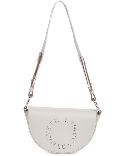 Stella McCartney Perforated Logo Flap Shoulder Bag - White