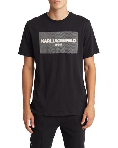 Karl Lagerfeld Square Swirl Logo Graphic Tee - Black