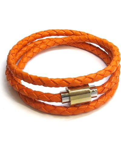 Liza Schwartz Leather Wrap Bracelet - Orange