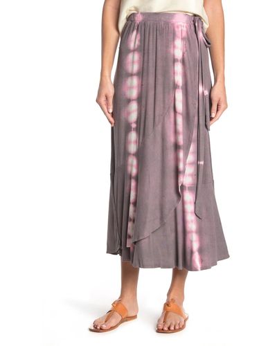 Go Couture Faux Wrap Midi Skirt - Pink